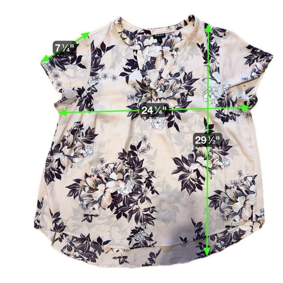 Torrid Floral Tunic Top Blouse Size 1 (US 14/16) Plus Short Sleeve Pink V-Neck - Picture 9 of 10